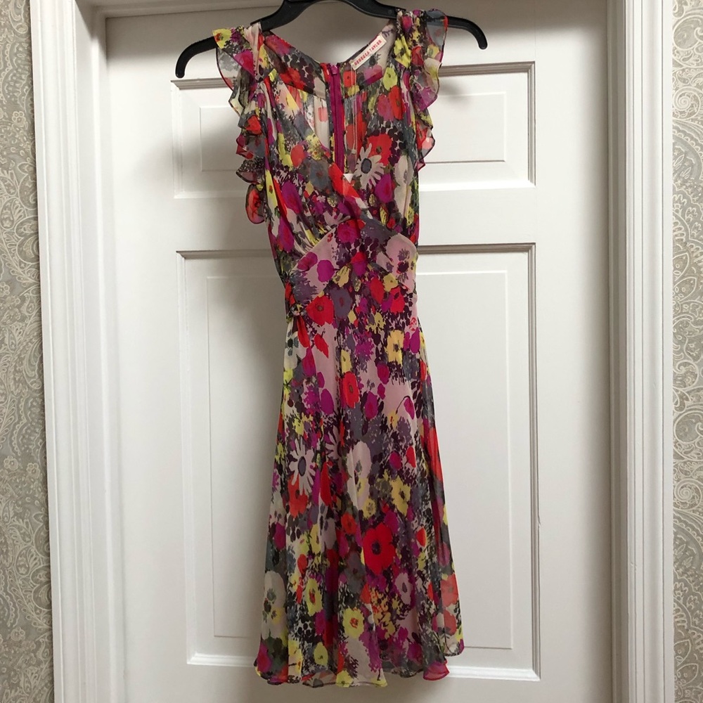 Rebecca Taylor Floral Flutter Sleeve Dress Size 6